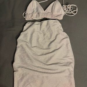 Halter Top Sparkly Skirt Set